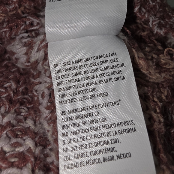 American Eagle Oversized Striped Chunky Knit Sweater Women's Small Pink Cream - Picture 7 of 10